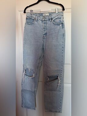 Abercrombie & Fitch Light Blue Distressed Relaxed Jeans/High Rise-The Dad